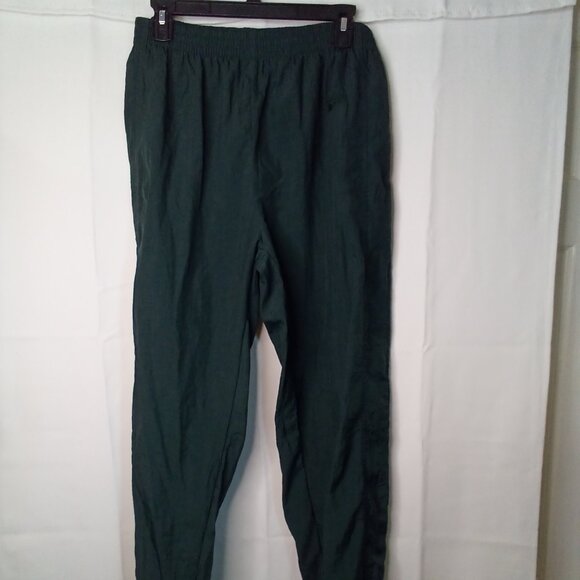 Reebok Track Pants Men M Vintage 100% Nylon Zipper Ankle Green - Picture 1 of 16